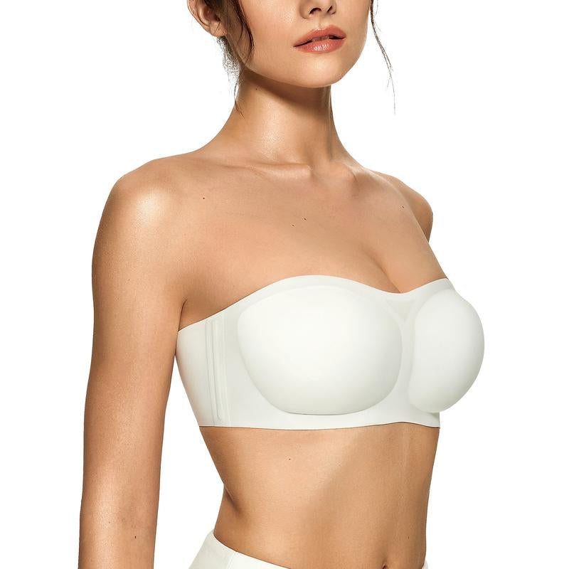 OEAK Women'S Strapless Bandeau Bra Non-Slip Wireless Padded Supportive Seamless Comfortable Tube Bra for Womenswear