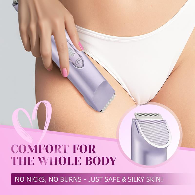 Bikini Trimmer for Women, Electric Shaver and Razor Rechargeable 2-In-1/3-In-1 Body and Facial Epilator, Dual Heads for Painless Trimming of Pubic Hair, Face, Underarms and Legs, IPX7 Waterproof. Christmas Gift New Year Gift Shaving Grooming