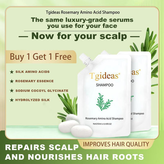 【Buy 1 Get 1 Free】Tgideas Anti-Hair Fall Hair Loss Treatment Shampoo Oil Control anti Dandruff Haircare Rosemary Zinc PCA Help Hair Growth Amino Acid Hydrolyzed Protein Repair Reduce Hair Loss Scalp Cleanser Conditioner 250ML