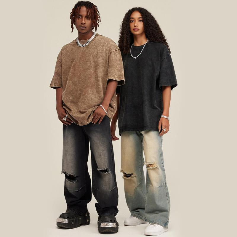 ARSSM 3 Pack Acid Wash Unisex Oversized Cotton T-Shirt Crew Neck Half Short Sleeve Summer Top Casual Loose Fit Solid Streetwear Comfortable Tees Basic Womenswear Shortsleeve Tshirt Tiktokshopbacktoschool