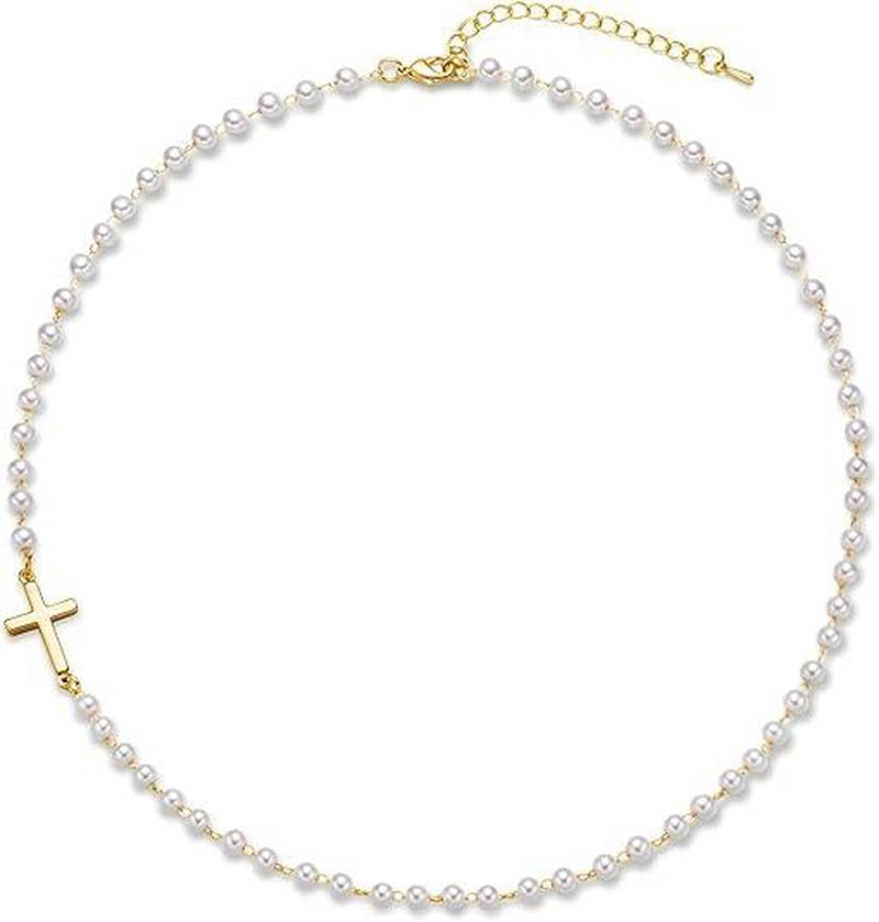 Tewiky Simple Cross Pendant Choker Necklace Dainty Simple Tiny Cross Necklace for Women Girls for Christmas Gift All-Match & Exquisite Jewelry Gift for Summer