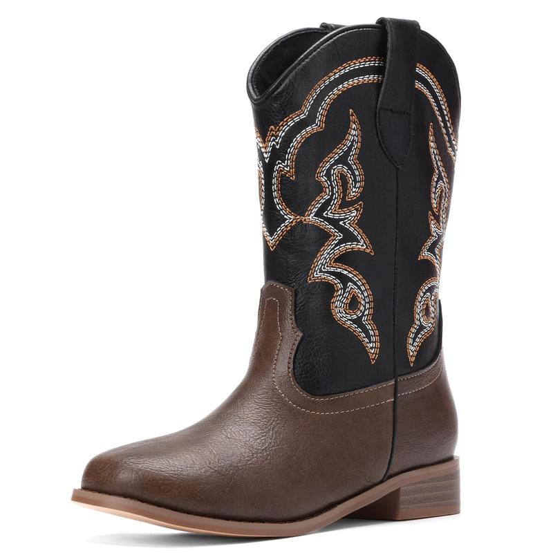 Pasuvo Adorable Toddler Girls and Boys’ Sparkle Glitter Cowboy Boots PU Boots – Western Style Mid-Calf Riding Shoes for Little and Big Kids, Perfect for Every Cowgirl Pink, Black, Gold, Brown