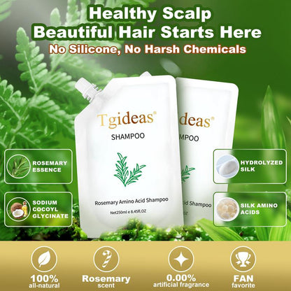 【Buy 1 Get 1 Free】Tgideas Anti-Hair Fall Hair Loss Treatment Shampoo Oil Control anti Dandruff Haircare Rosemary Zinc PCA Help Hair Growth Amino Acid Hydrolyzed Protein Repair Reduce Hair Loss Scalp Cleanser Conditioner 250ML