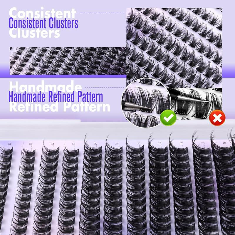 Pawotence Lash Clusters Wispy Cluster Eyelash Extensions 144Pcs Individual Lashes 10-18Mm Lash Extension DIY False Eyelashes Soft Comfortable Eyelash Clusters with Thin Band Pawotence Beauty