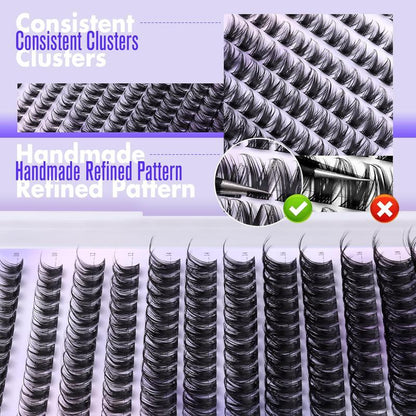 Pawotence Lash Clusters Wispy Cluster Eyelash Extensions 144Pcs Individual Lashes 10-18Mm Lash Extension DIY False Eyelashes Soft Comfortable Eyelash Clusters with Thin Band Pawotence Beauty