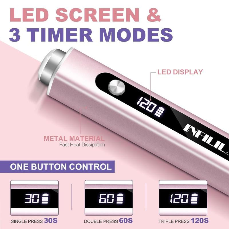 INFILILA Handheld Small UV Light for Gel Nails, 3-In-1 Mini Nail Lamp with Magnets & Nail Stamp Portable Rechargeable Cordless for Home DIY Manicure Aluminium Silicone Uv Led Nail Lamp