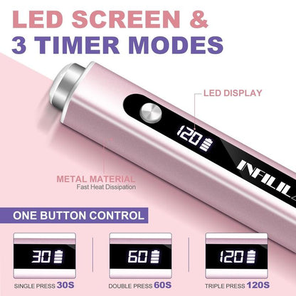 INFILILA Handheld Small UV Light for Gel Nails, 3-In-1 Mini Nail Lamp with Magnets & Nail Stamp Portable Rechargeable Cordless for Home DIY Manicure Aluminium Silicone Uv Led Nail Lamp