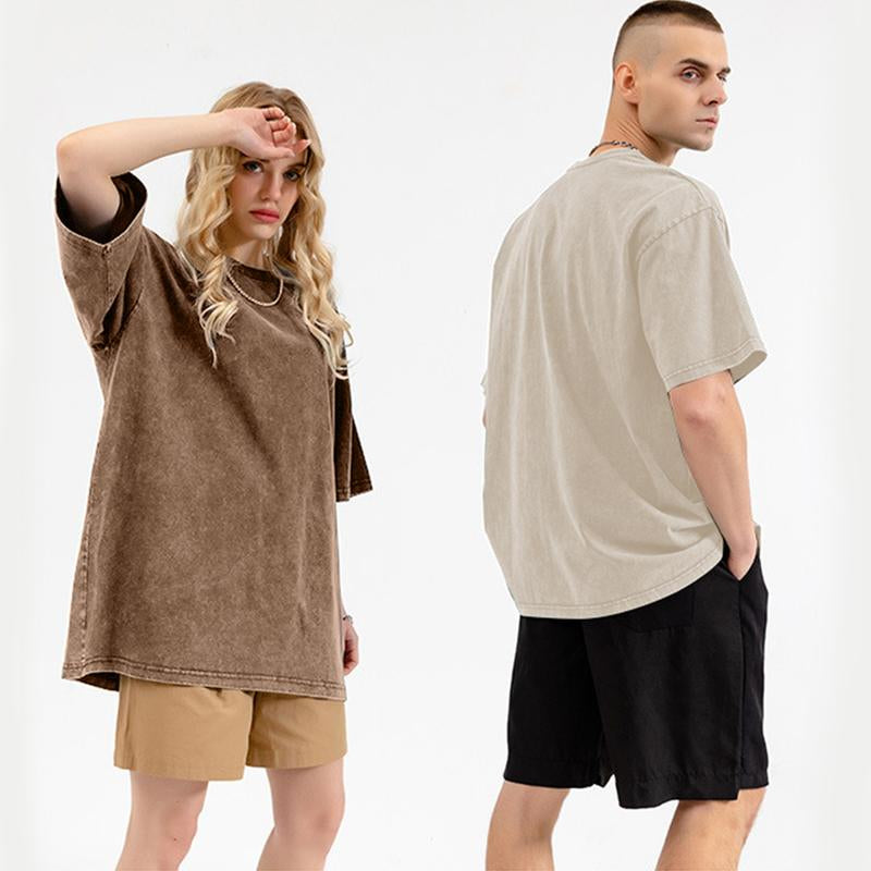 ARSSM 3 Pack Acid Wash Unisex Oversized Cotton T-Shirt Crew Neck Half Short Sleeve Summer Top Casual Loose Fit Solid Streetwear Comfortable Tees Basic Womenswear Shortsleeve Tshirt Tiktokshopbacktoschool