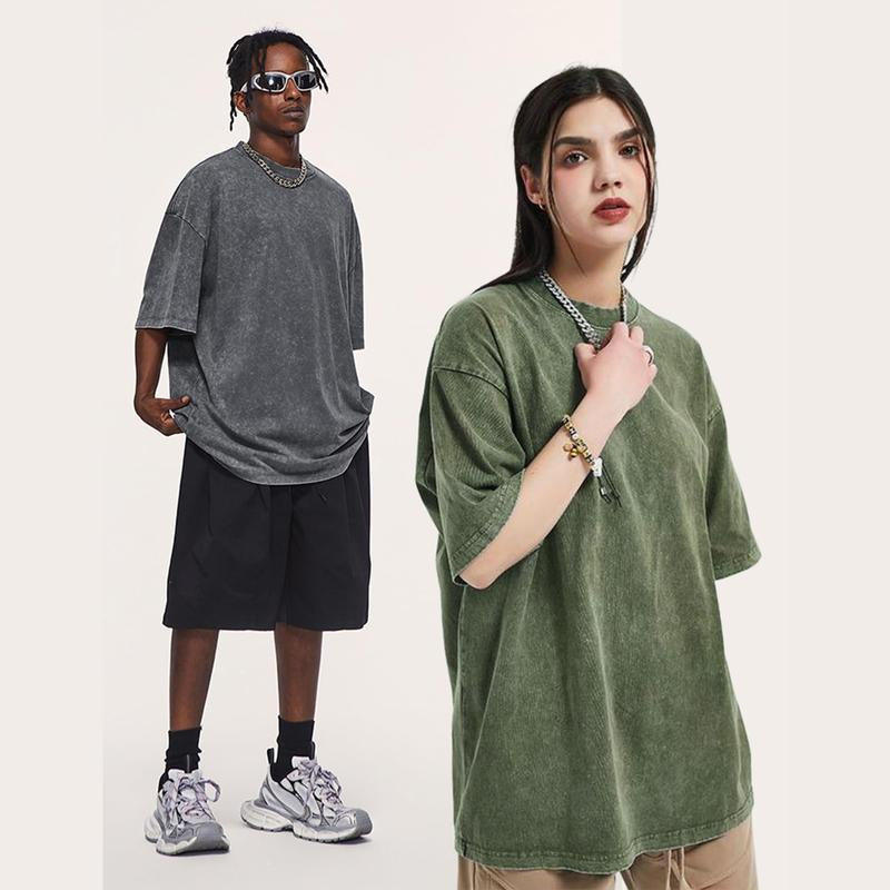 ARSSM 3 Pack Acid Wash Unisex Oversized Cotton T-Shirt Crew Neck Half Short Sleeve Summer Top Casual Loose Fit Solid Streetwear Comfortable Tees Basic Womenswear Shortsleeve Tshirt Tiktokshopbacktoschool