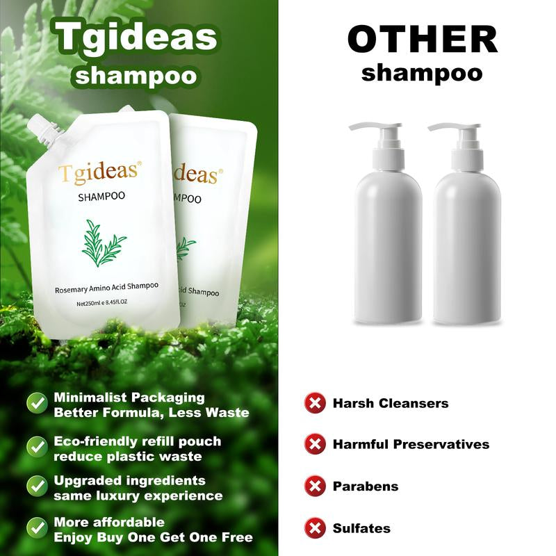 【Buy 1 Get 1 Free】Tgideas Anti-Hair Fall Hair Loss Treatment Shampoo Oil Control anti Dandruff Haircare Rosemary Zinc PCA Help Hair Growth Amino Acid Hydrolyzed Protein Repair Reduce Hair Loss Scalp Cleanser Conditioner 250ML