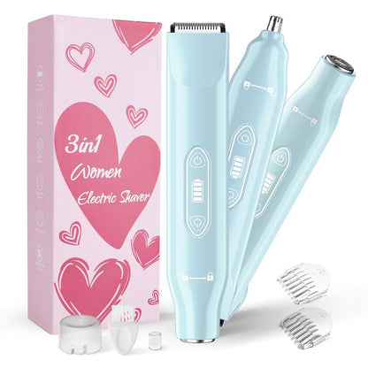 Bikini Trimmer for Women, Electric Shaver and Razor Rechargeable 2-In-1/3-In-1 Body and Facial Epilator, Dual Heads for Painless Trimming of Pubic Hair, Face, Underarms and Legs, IPX7 Waterproof. Christmas Gift New Year Gift Shaving Grooming