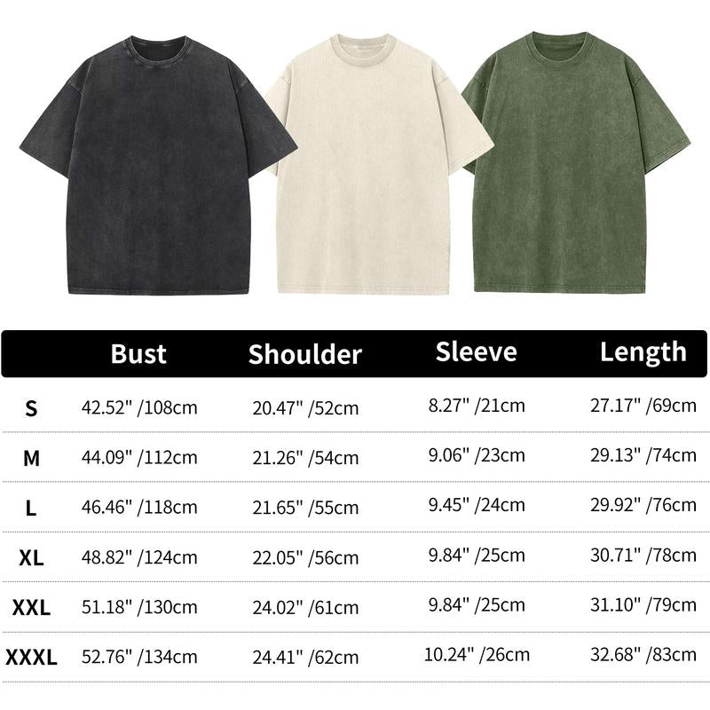 ARSSM 3 Pack Acid Wash Unisex Oversized Cotton T-Shirt Crew Neck Half Short Sleeve Summer Top Casual Loose Fit Solid Streetwear Comfortable Tees Basic Womenswear Shortsleeve Tshirt Tiktokshopbacktoschool