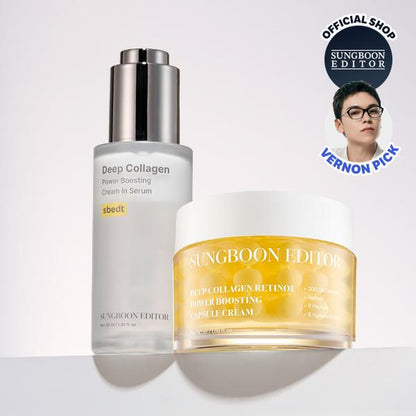 [SUNGBOON EDITOR Official] Glazed Skin Collagen Duo | Firming Cream + Volufiline Serum for Plump, Smooth & Glowing Skin | Iconic Korean Skincare
