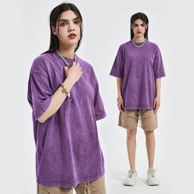 ARSSM 3 Pack Acid Wash Unisex Oversized Cotton T-Shirt Crew Neck Half Short Sleeve Summer Top Casual Loose Fit Solid Streetwear Comfortable Tees Basic Womenswear Shortsleeve Tshirt Tiktokshopbacktoschool