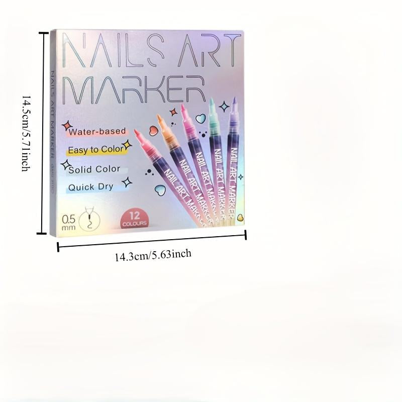 Deals for You Days！-Cutics 12 Color Nail Doodle Pen for DIY Nail Art Quick Drying Acrylic Painting and 3D Dot Embroidery Mma Acrylic Nail - on Nails Quick Drying Dot Stitching Nail Art Pen for Home and Salon DIY, Nail Care Cutics Manicure Polish Cosmetic