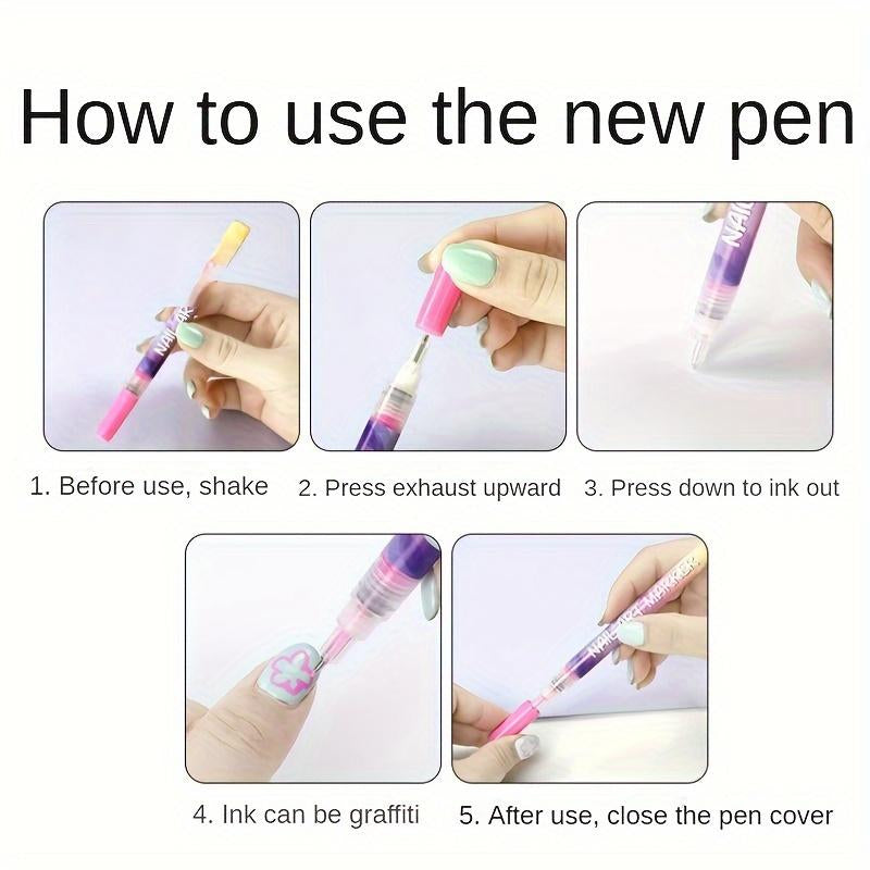 Deals for You Days！-Cutics 12 Color Nail Doodle Pen for DIY Nail Art Quick Drying Acrylic Painting and 3D Dot Embroidery Mma Acrylic Nail - on Nails Quick Drying Dot Stitching Nail Art Pen for Home and Salon DIY, Nail Care Cutics Manicure Polish Cosmetic