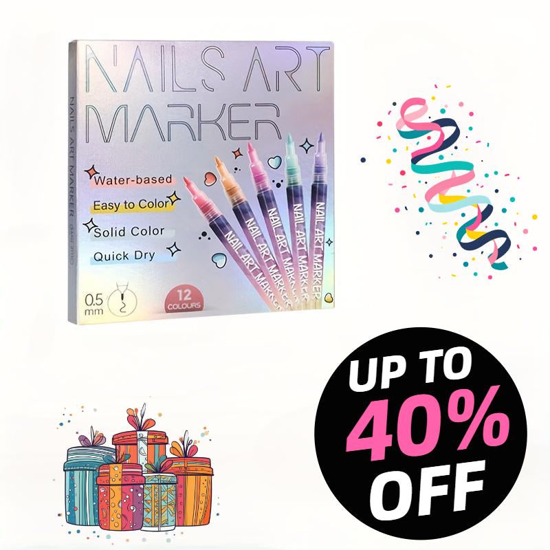 Deals for You Days！-Cutics 12 Color Nail Doodle Pen for DIY Nail Art Quick Drying Acrylic Painting and 3D Dot Embroidery Mma Acrylic Nail - on Nails Quick Drying Dot Stitching Nail Art Pen for Home and Salon DIY, Nail Care Cutics Manicure Polish Cosmetic