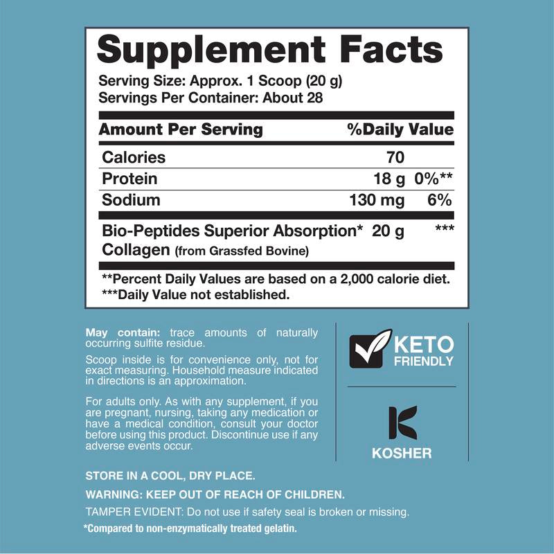 Neocell Collagen Bio-Peptides Powder – Supports an Active Lifestyle – Superior Absorption – 20G of Collagen – Unflavored – 20Oz (567G)