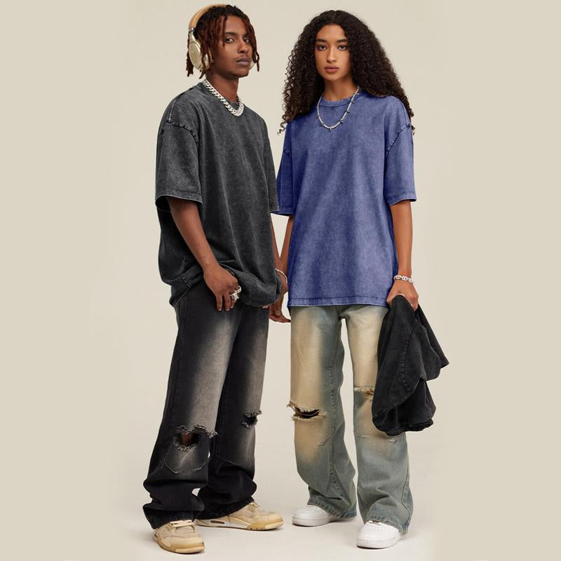 ARSSM 3 Pack Acid Wash Unisex Oversized Cotton T-Shirt Crew Neck Half Short Sleeve Summer Top Casual Loose Fit Solid Streetwear Comfortable Tees Basic Womenswear Shortsleeve Tshirt Tiktokshopbacktoschool
