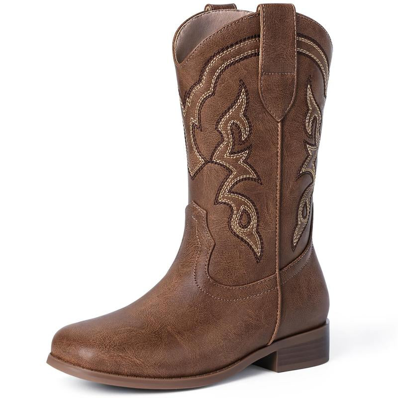 Pasuvo Adorable Toddler Girls and Boys’ Sparkle Glitter Cowboy Boots PU Boots – Western Style Mid-Calf Riding Shoes for Little and Big Kids, Perfect for Every Cowgirl Pink, Black, Gold, Brown