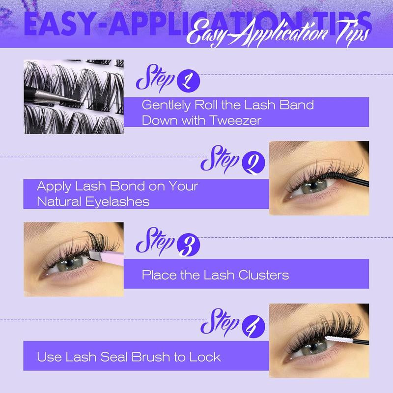 Pawotence Lash Clusters Wispy Cluster Eyelash Extensions 144Pcs Individual Lashes 10-18Mm Lash Extension DIY False Eyelashes Soft Comfortable Eyelash Clusters with Thin Band Pawotence Beauty