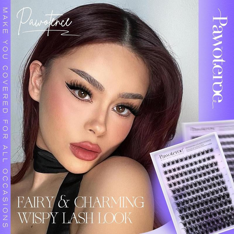Pawotence Lash Clusters Wispy Cluster Eyelash Extensions 144Pcs Individual Lashes 10-18Mm Lash Extension DIY False Eyelashes Soft Comfortable Eyelash Clusters with Thin Band Pawotence Beauty