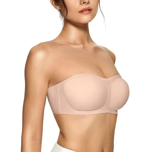 OEAK Women'S Strapless Bandeau Bra Non-Slip Wireless Padded Supportive Seamless Comfortable Tube Bra for Womenswear
