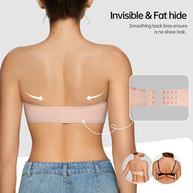 OEAK Women'S Strapless Bandeau Bra Non-Slip Wireless Padded Supportive Seamless Comfortable Tube Bra for Womenswear