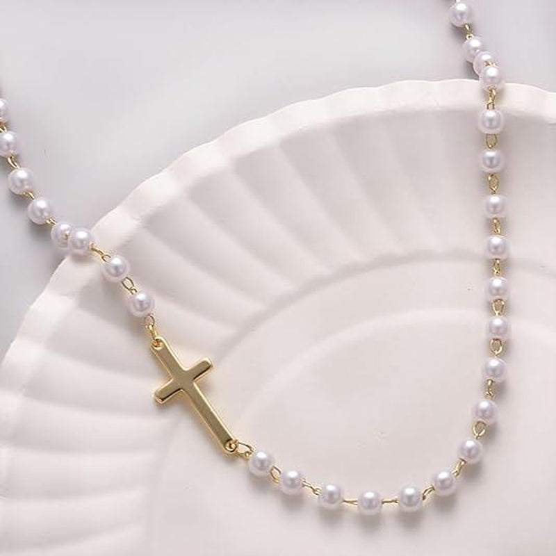 Tewiky Simple Cross Pendant Choker Necklace Dainty Simple Tiny Cross Necklace for Women Girls for Christmas Gift All-Match & Exquisite Jewelry Gift for Summer