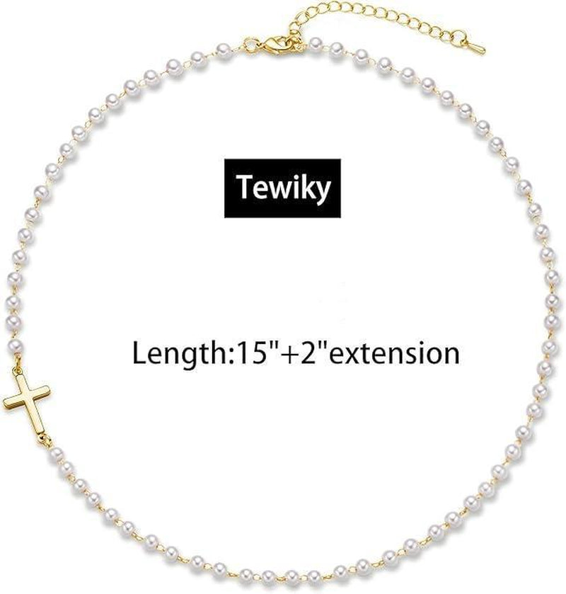 Tewiky Simple Cross Pendant Choker Necklace Dainty Simple Tiny Cross Necklace for Women Girls for Christmas Gift All-Match & Exquisite Jewelry Gift for Summer