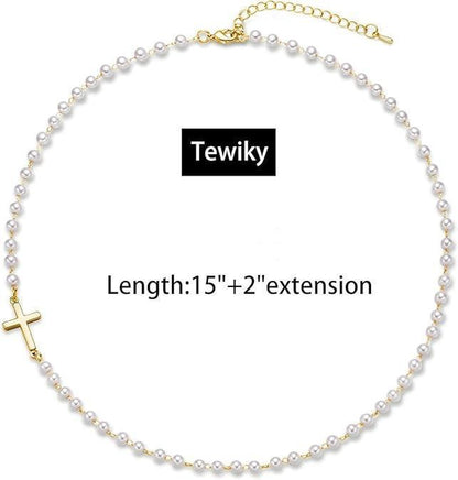 Tewiky Simple Cross Pendant Choker Necklace Dainty Simple Tiny Cross Necklace for Women Girls for Christmas Gift All-Match & Exquisite Jewelry Gift for Summer