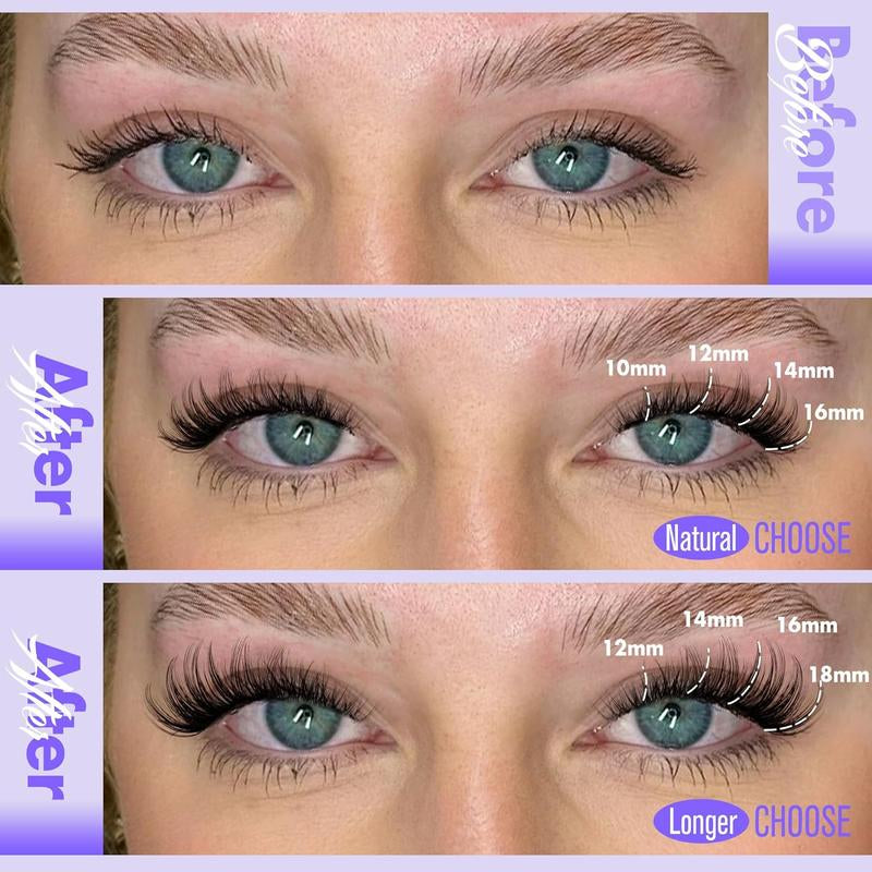 Pawotence Lash Clusters Wispy Cluster Eyelash Extensions 144Pcs Individual Lashes 10-18Mm Lash Extension DIY False Eyelashes Soft Comfortable Eyelash Clusters with Thin Band Pawotence Beauty