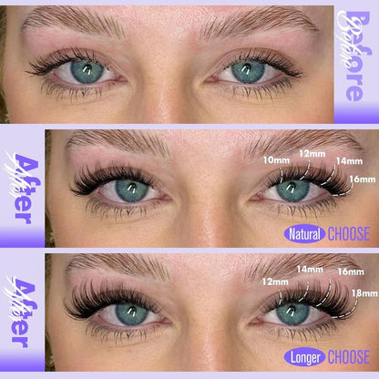 Pawotence Lash Clusters Wispy Cluster Eyelash Extensions 144Pcs Individual Lashes 10-18Mm Lash Extension DIY False Eyelashes Soft Comfortable Eyelash Clusters with Thin Band Pawotence Beauty