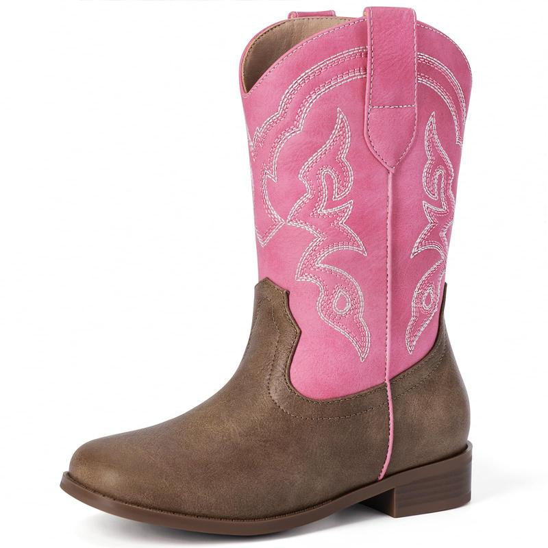 Pasuvo Adorable Toddler Girls and Boys’ Sparkle Glitter Cowboy Boots PU Boots – Western Style Mid-Calf Riding Shoes for Little and Big Kids, Perfect for Every Cowgirl Pink, Black, Gold, Brown