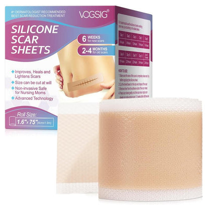 Silicone Body Scar Sheets, 1 Box Multi-Purpose Scar Patches, Smoothing Skin Care Patches, Silicone Scar Tape, Easy to Use, Scarbandage, Suitable for All Skin Types, Skincare Products, Scar Tissue Tape Face Healthcare, Scar Tape Scars