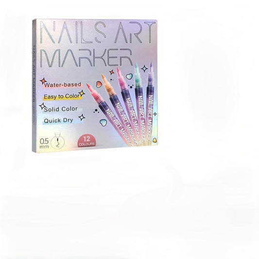Deals for You Days！-Cutics 12 Color Nail Doodle Pen for DIY Nail Art Quick Drying Acrylic Painting and 3D Dot Embroidery Mma Acrylic Nail - on Nails Quick Drying Dot Stitching Nail Art Pen for Home and Salon DIY, Nail Care Cutics Manicure Polish Cosmetic