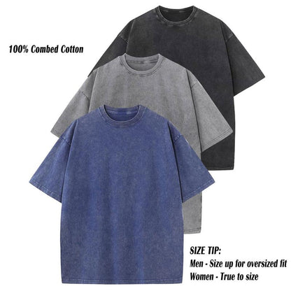ARSSM 3 Pack Acid Wash Unisex Oversized Cotton T-Shirt Crew Neck Half Short Sleeve Summer Top Casual Loose Fit Solid Streetwear Comfortable Tees Basic Womenswear Shortsleeve Tshirt Tiktokshopbacktoschool