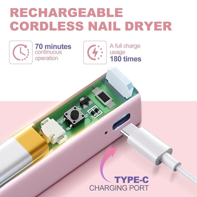 INFILILA Handheld Small UV Light for Gel Nails, 3-In-1 Mini Nail Lamp with Magnets & Nail Stamp Portable Rechargeable Cordless for Home DIY Manicure Aluminium Silicone Uv Led Nail Lamp